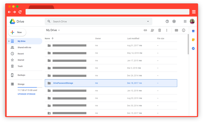 DrivePassword Folder in Google Drive
